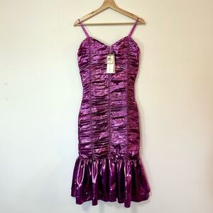 NWT Love the Label Sleeveless Purple Metallic Form Fitting Midi Dress Small